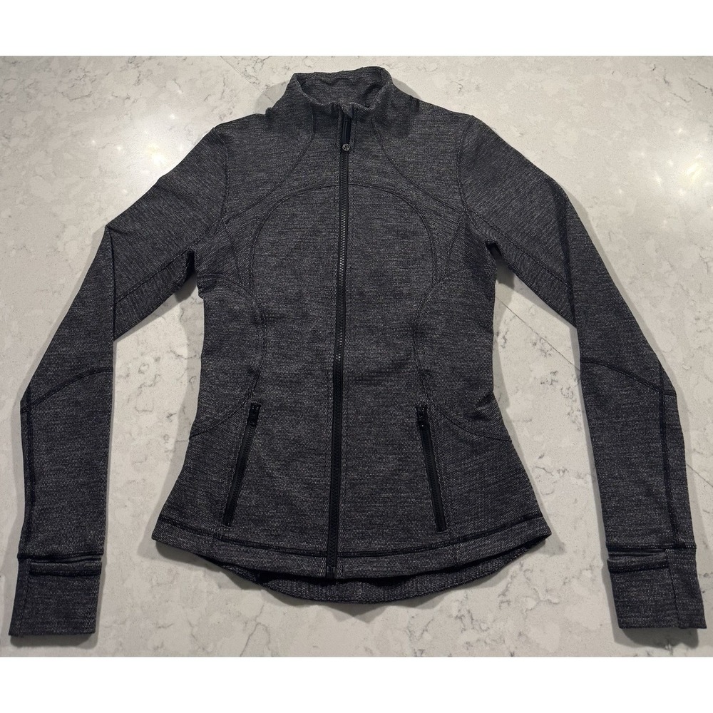 Lululemon Forme Jacket Womens 6 Gray Luon Stretch Full Zip Athleisure Yoga Run